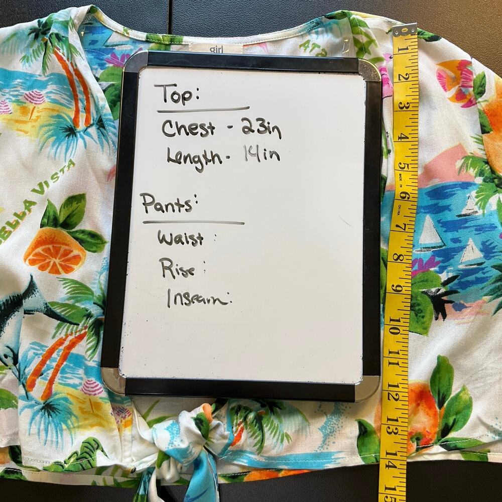 Girl Soul XL 2 Piece Set Tropical Print Tie Front Top Wide Leg Pants Bella Vista - Picture 8 of 11
